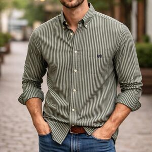 Chaps Men's Navy and Khaki Shirt/casual/vintage look/